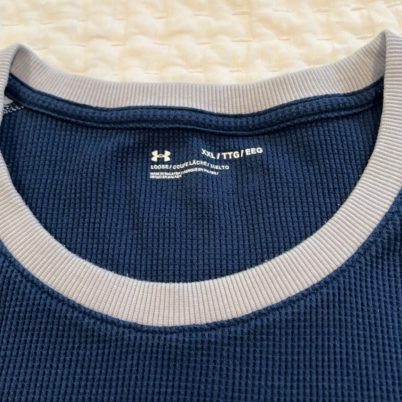 Men’s Blue and gray Under Armour Long-sleeve Waffle Shirt - size XXL - Picture 3 of 4